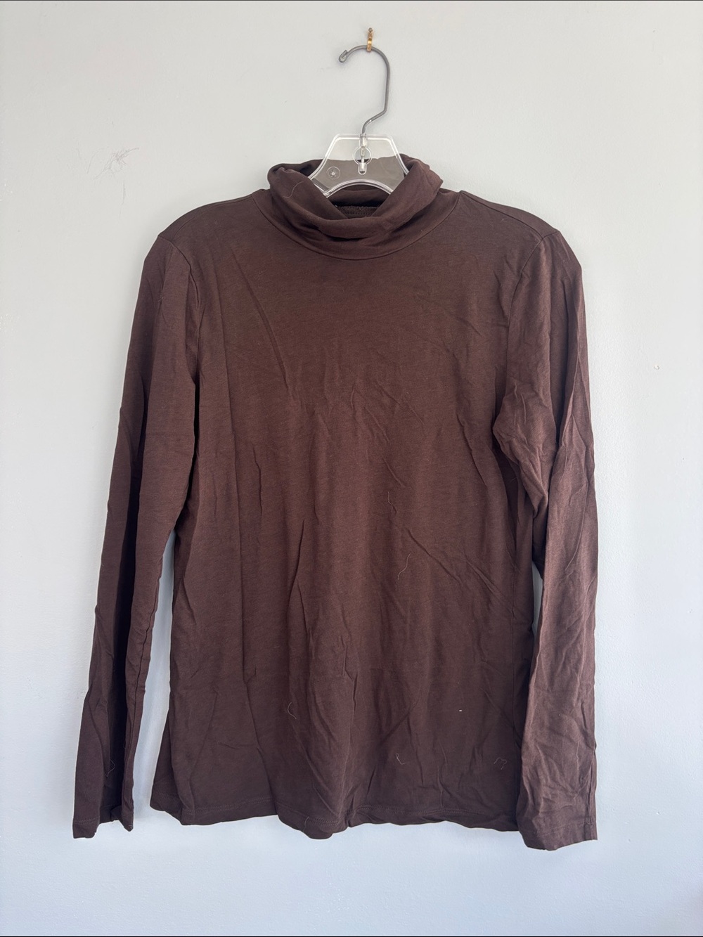 Classic Brown Long-Sleeve Turtleneck Tee
